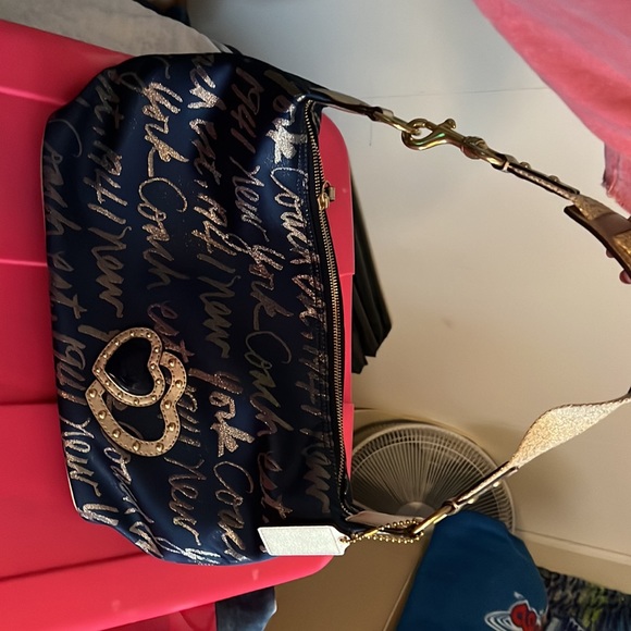 Blue and gold coach shoulder bag - Picture 2 of 3